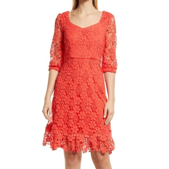 Tahari lace fit and flare cheap dress